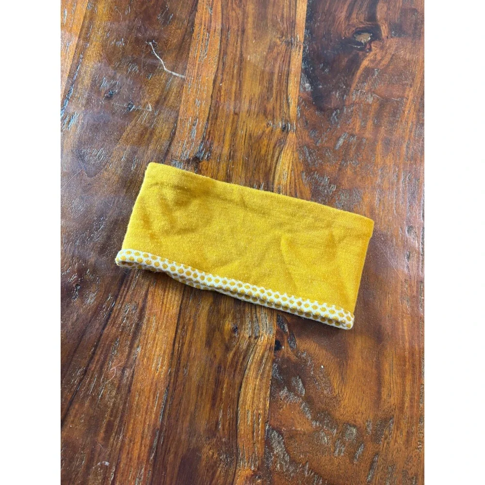 Smartwool Merino Wool Reversible Headband Mustard Yellow Honeycomb Dot Pattern